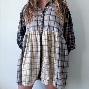 Plaid Button-Up Dress